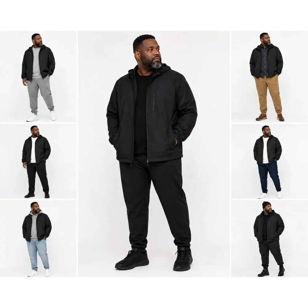 All In Motion Men’s XXXL Black Full-Zip Hooded Jacket Light Weight NWT